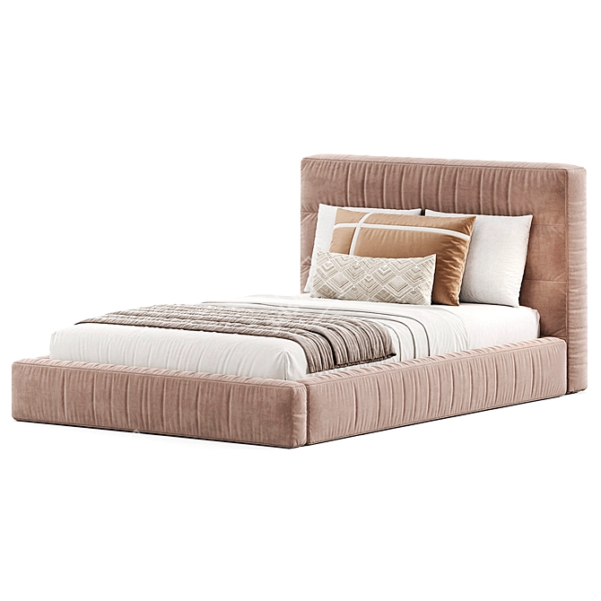 Elegant Hudson Upholstered Bed 3D model image 2