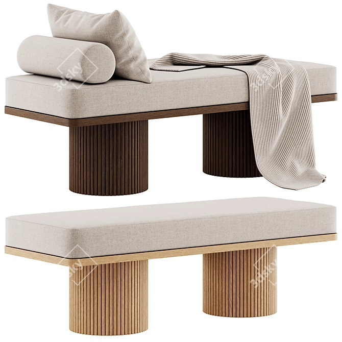Contemporary Sagano Bench with Textures 3D model image 2