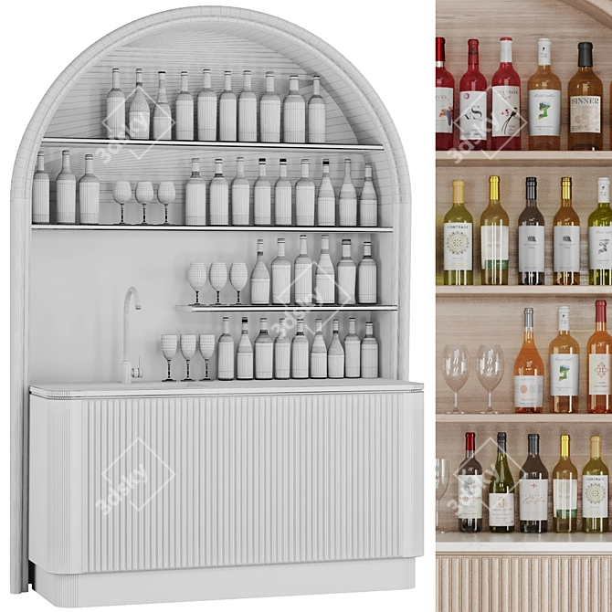 Modern Bar Cabinet Set2 2016 3D model image 5