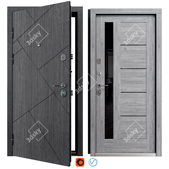 Metal Entry Door MG 157 3D model image 1