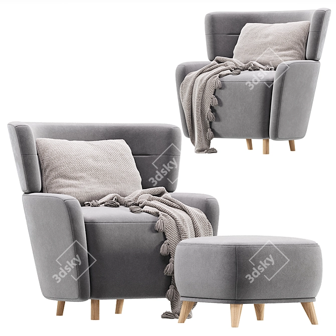  Elegant Velvet Armchair Audril 3D model image 4