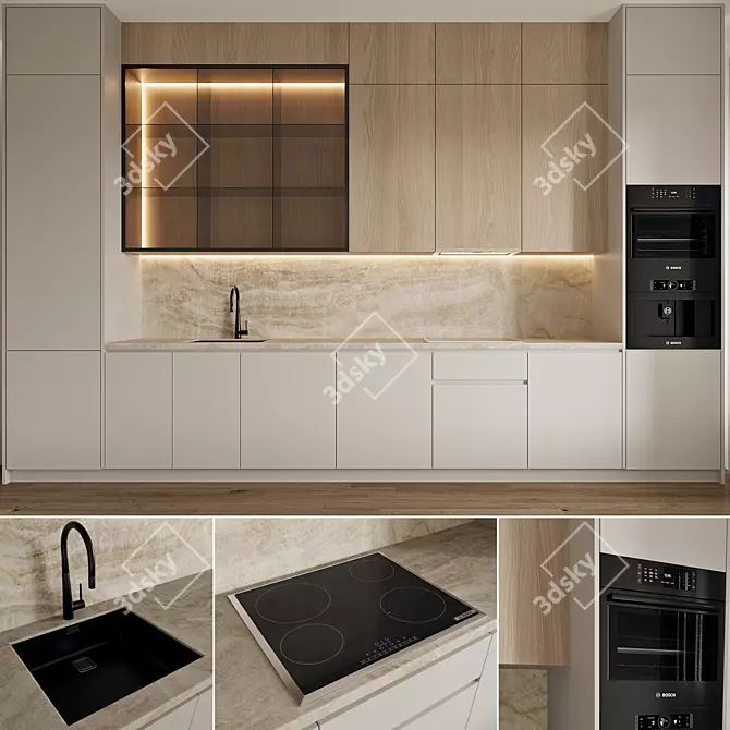 Modern Kitchen Model 15 Kit 3D model image 1