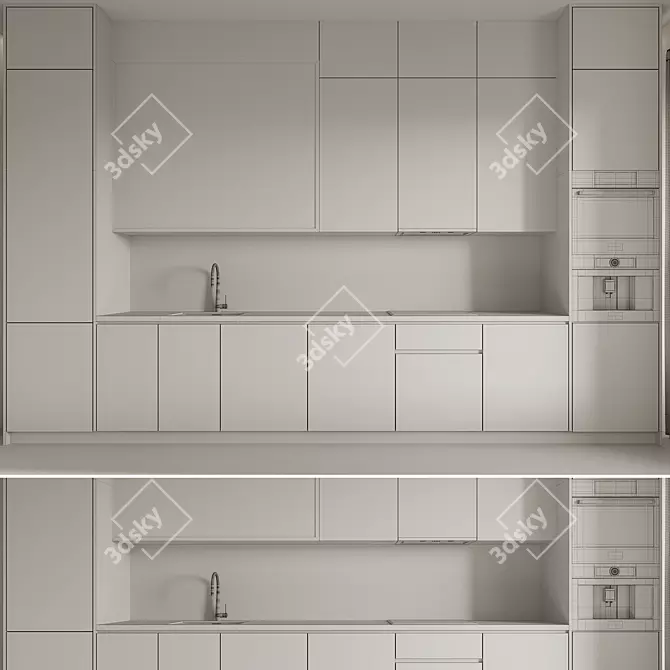 Modern Kitchen Model 15 Kit 3D model image 5