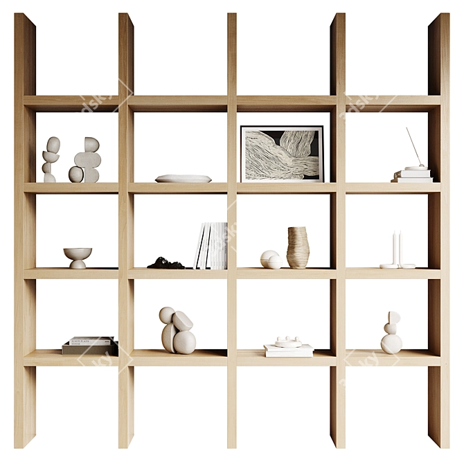 Decor Shelving with Books 3D model image 2