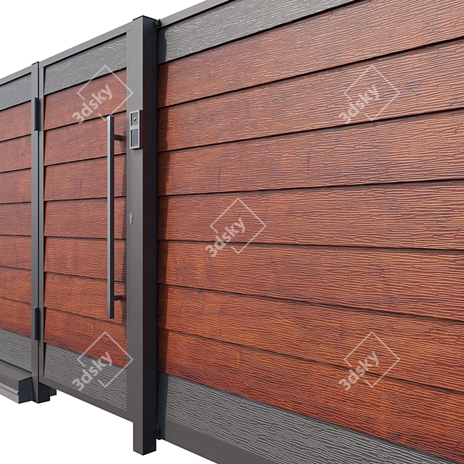 Modern Modular Metal Fencing 3D model image 4