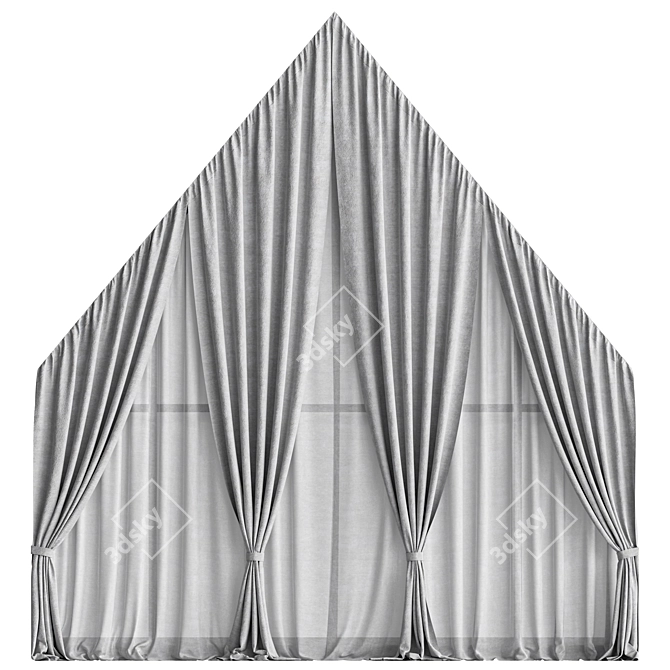 Skew Window Attic Curtains 3D model image 1