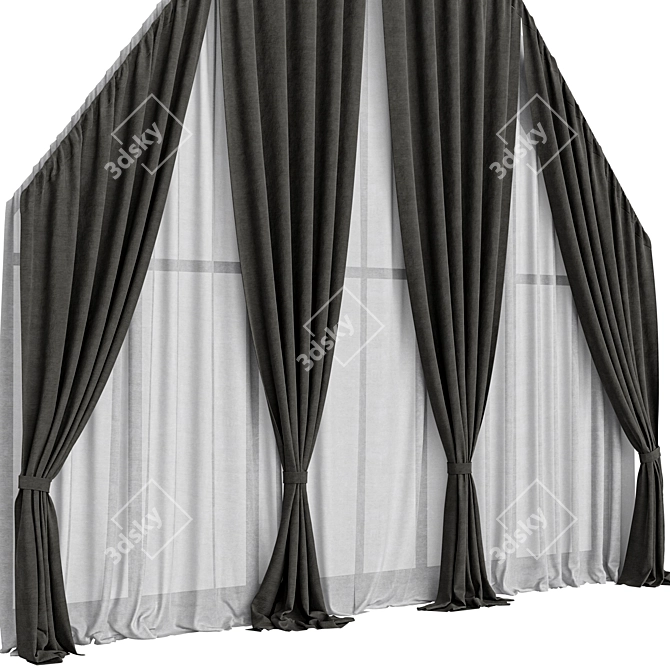 Skew Window Attic Curtains 3D model image 3