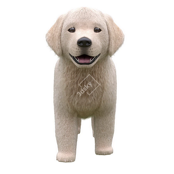 Golden Retriever Puppies Miniatures 3D model image 4