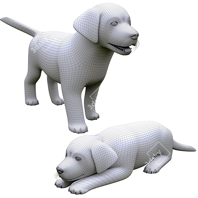 Golden Retriever Puppies Miniatures 3D model image 10