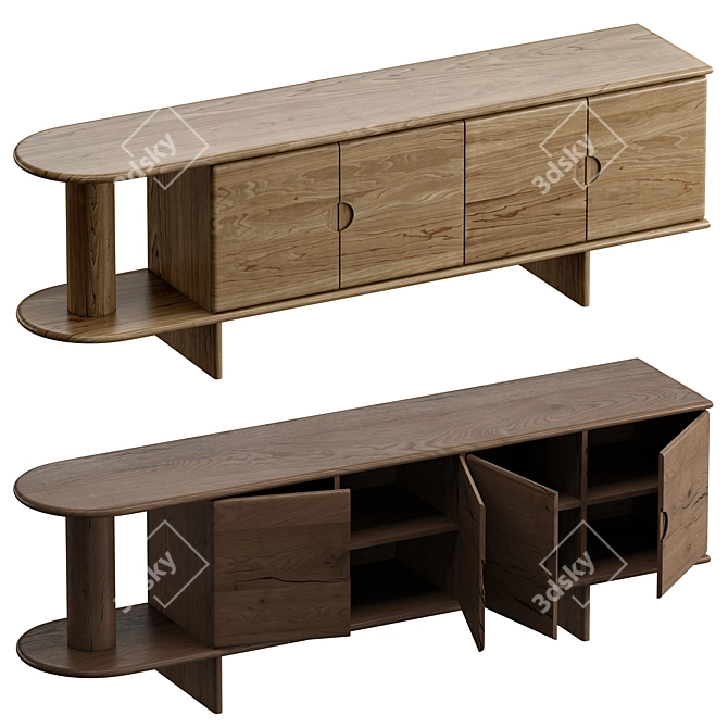 Wood Textured Handy Console, 3 Colors 3D model image 2