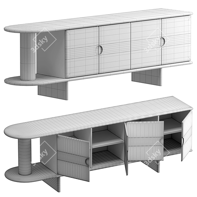 Wood Textured Handy Console, 3 Colors 3D model image 6