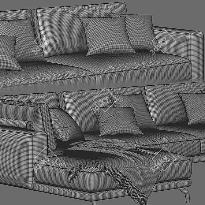 Lione Chaise Longue Sofa Elegant 3D model image 4