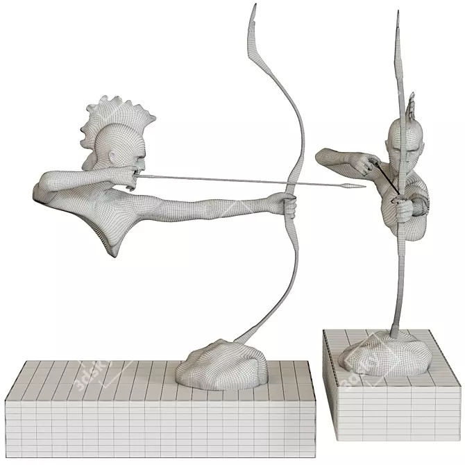 Indigenous Archer Sculpture 3D model image 2