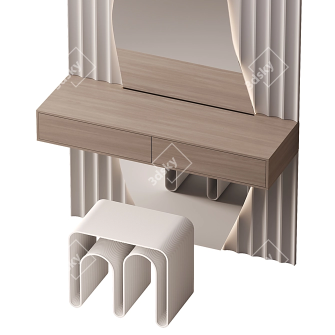 Modern Asymmetrical Vanity Table 3D model image 2