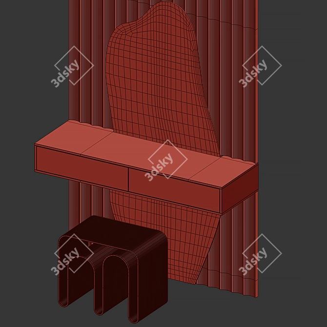 Modern Asymmetrical Vanity Table 3D model image 5