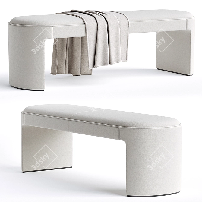  Elegant Ivory Bench for Home 3D model image 1