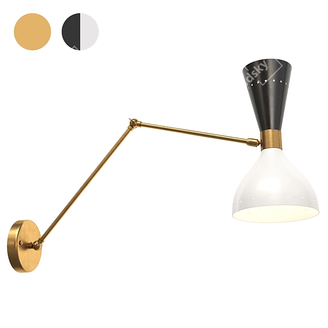 Mid-Century Brass Articulated Sconce 3D model image 1