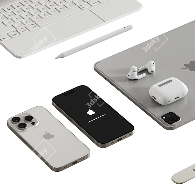 Apple White Tech Set Bundle 3D model image 2