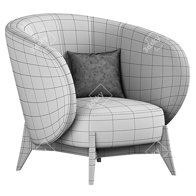 Modern Velvet Pink Accent Chair 3D model image 7