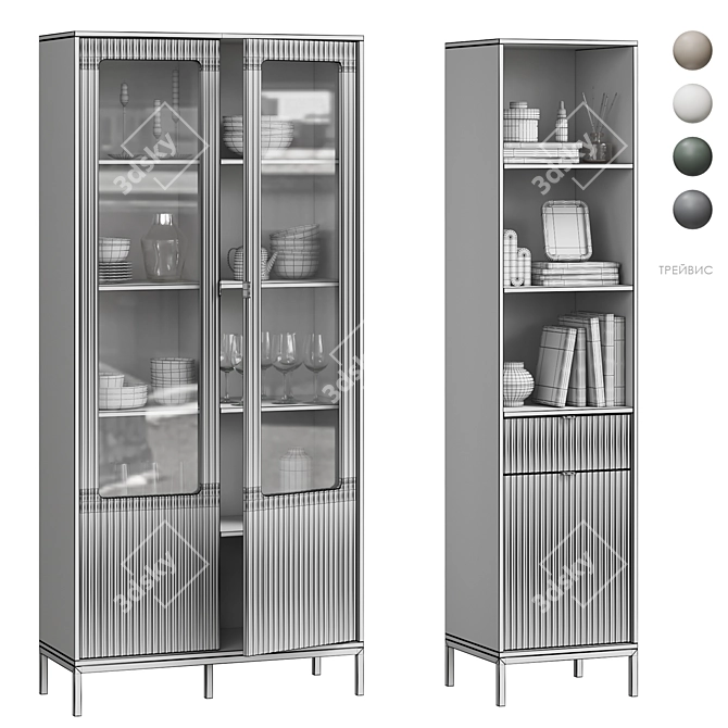 Scandinavian Display Cabinet Set 3D model image 7