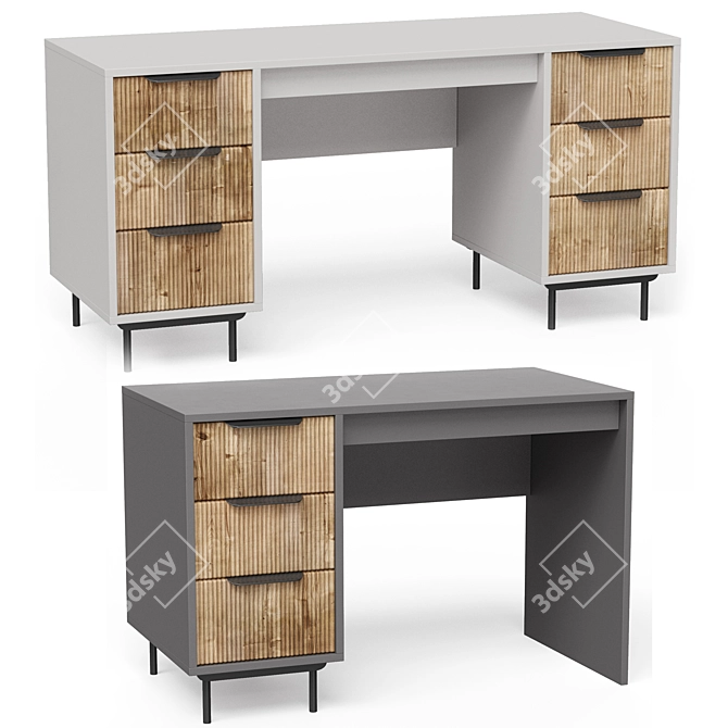 Polys Desk Set in Grey 3D model image 1