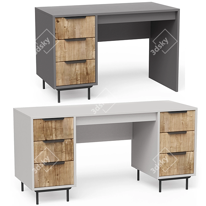 Polys Desk Set in Grey 3D model image 7