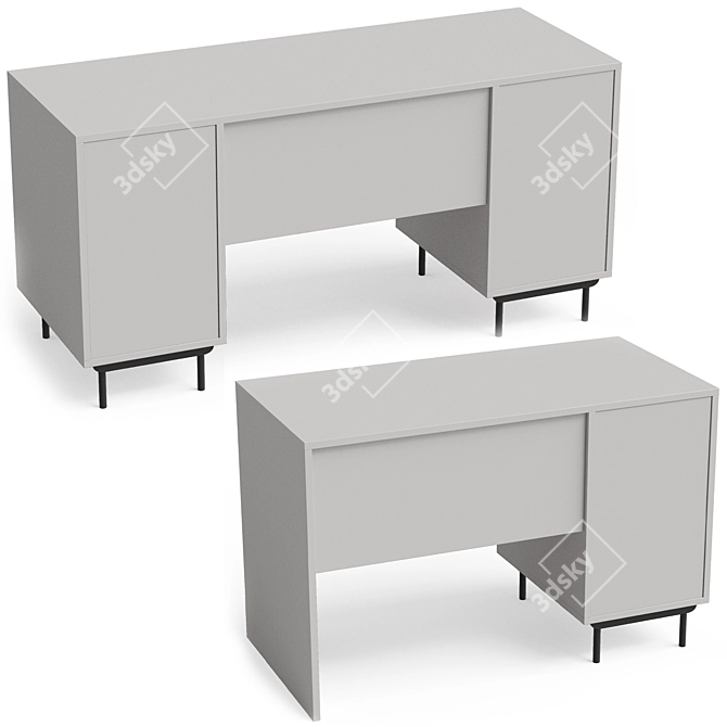 Polys Desk Set in Grey 3D model image 8