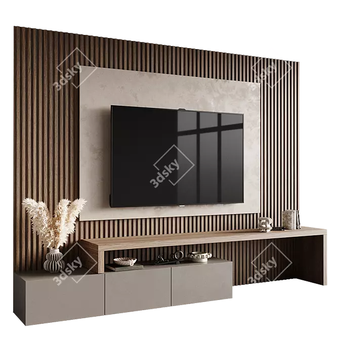 Modern TV Wall Set 028 3D model image 1