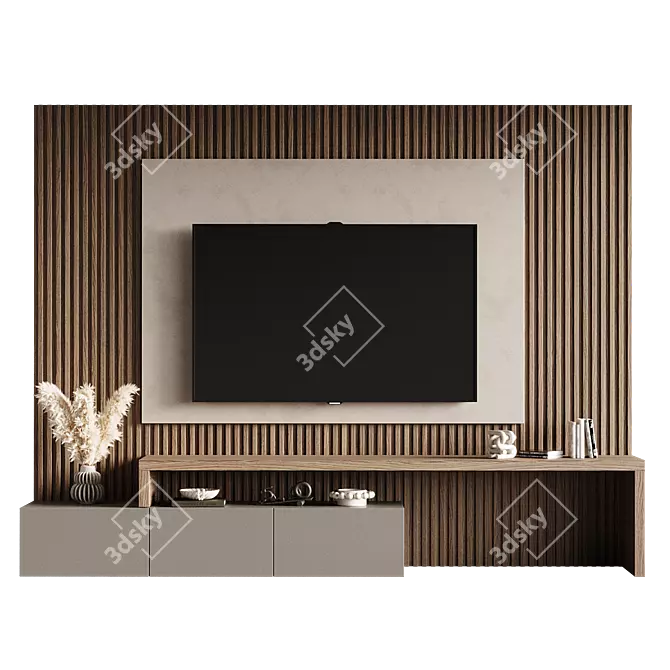 Modern TV Wall Set 028 3D model image 2