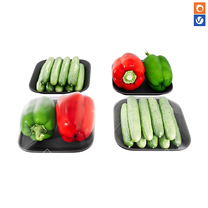 Versatile Texture Pepper Cucumbers 3D model image 1