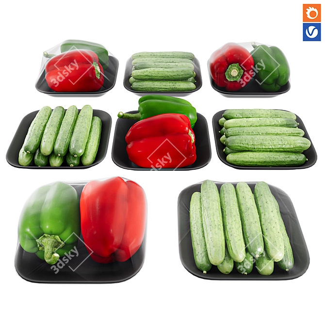 Versatile Texture Pepper Cucumbers 3D model image 3