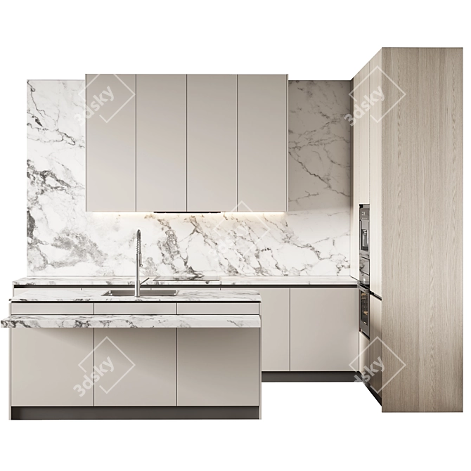 Modular Kitchen Cabinet Set 3D model image 1