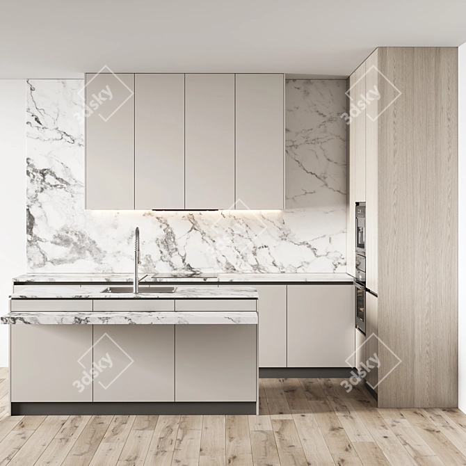 Modular Kitchen Cabinet Set 3D model image 3
