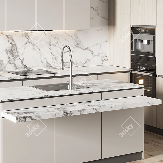 Modular Kitchen Cabinet Set 3D model image 4