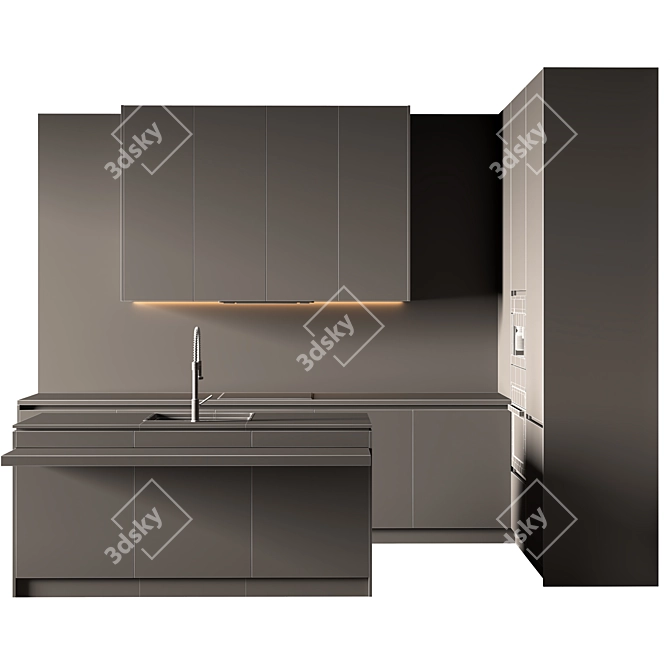 Modular Kitchen Cabinet Set 3D model image 7