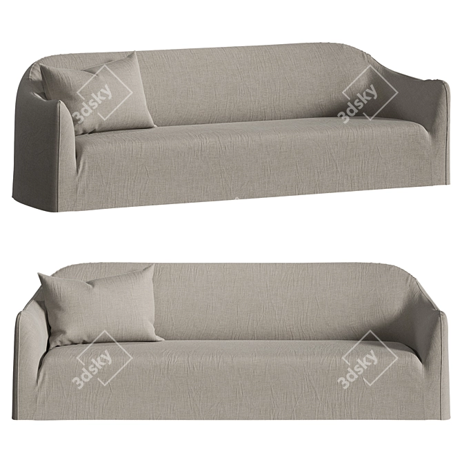 Modern 4 Seater Linen Sofa 3D model image 7