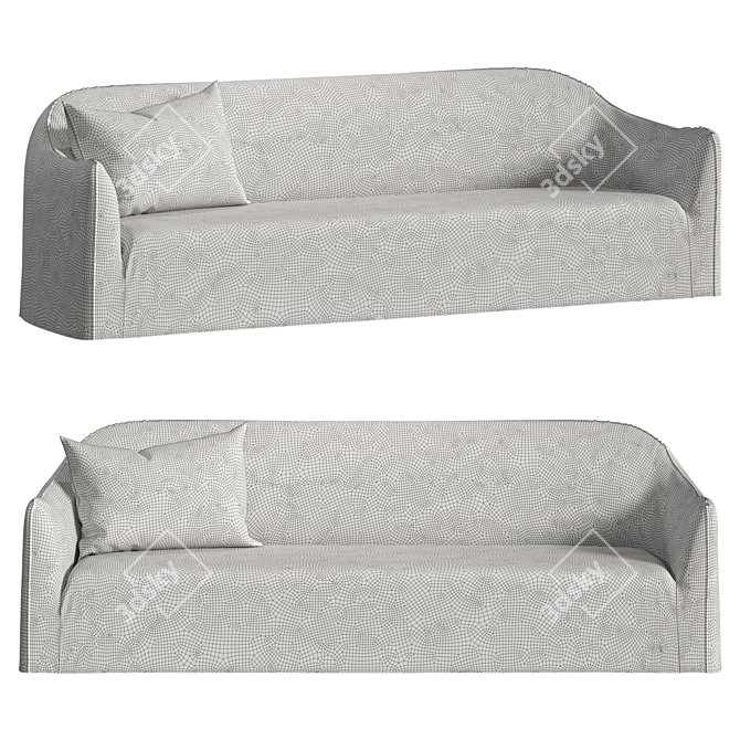 Modern 4 Seater Linen Sofa 3D model image 8