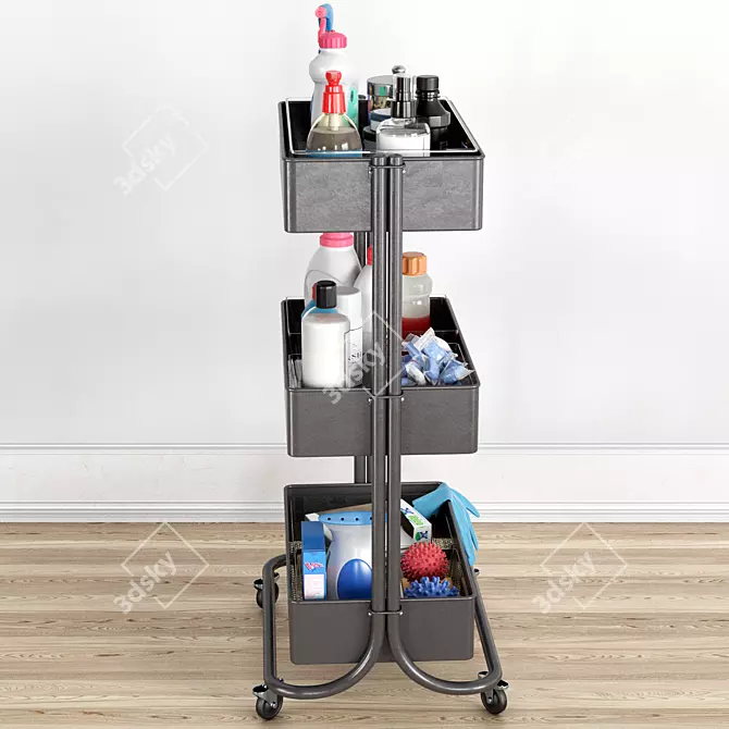 Cleaning Trolley with Fillings 3D model image 5