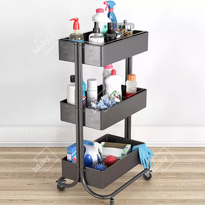 Cleaning Trolley with Fillings 3D model image 6