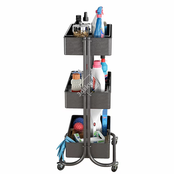 Cleaning Trolley with Fillings 3D model image 10