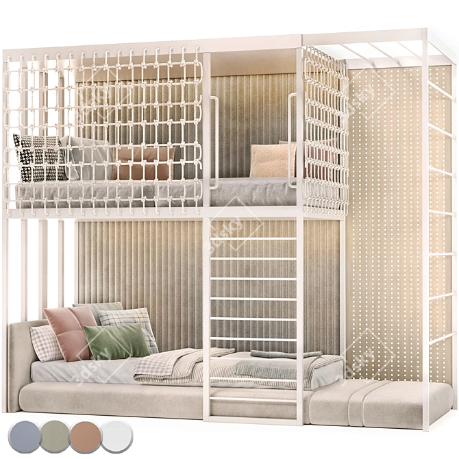 Kids Dual-Level Bed 2016 3D model image 2