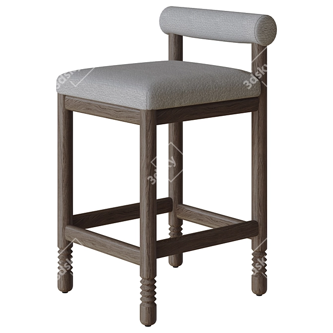 Chic Revival Boucle Modern Stool 3D model image 2