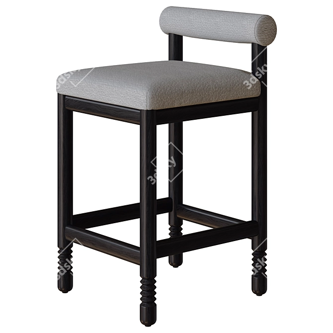 Chic Revival Boucle Modern Stool 3D model image 3