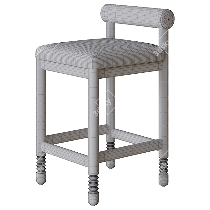 Chic Revival Boucle Modern Stool 3D model image 4