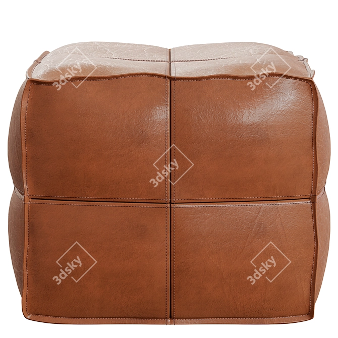 CB2 Brown Leather Square Pouf 3D model image 2