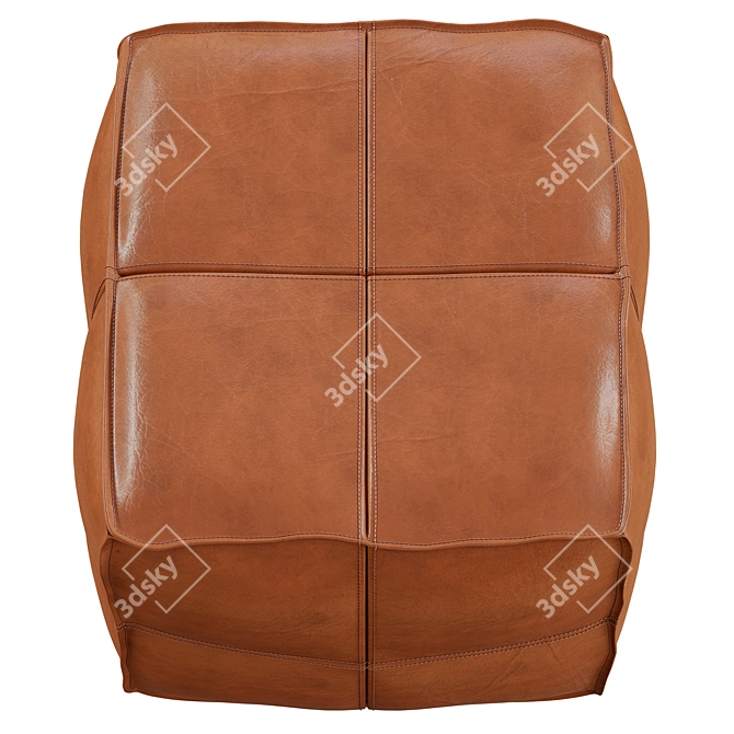 CB2 Brown Leather Square Pouf 3D model image 4