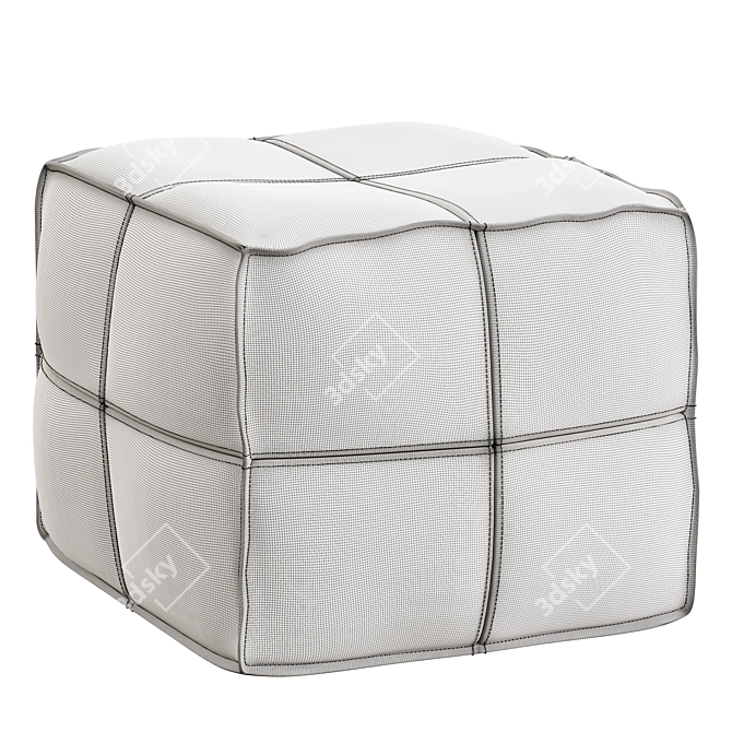 CB2 Brown Leather Square Pouf 3D model image 5