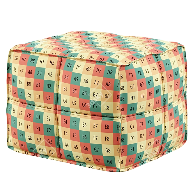 CB2 Brown Leather Square Pouf 3D model image 6