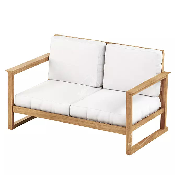 Outdoor Eucalyptus Loveseat Set 3D model image 4