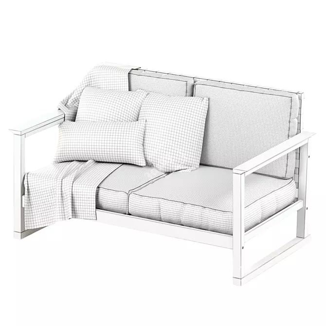 Outdoor Eucalyptus Loveseat Set 3D model image 7